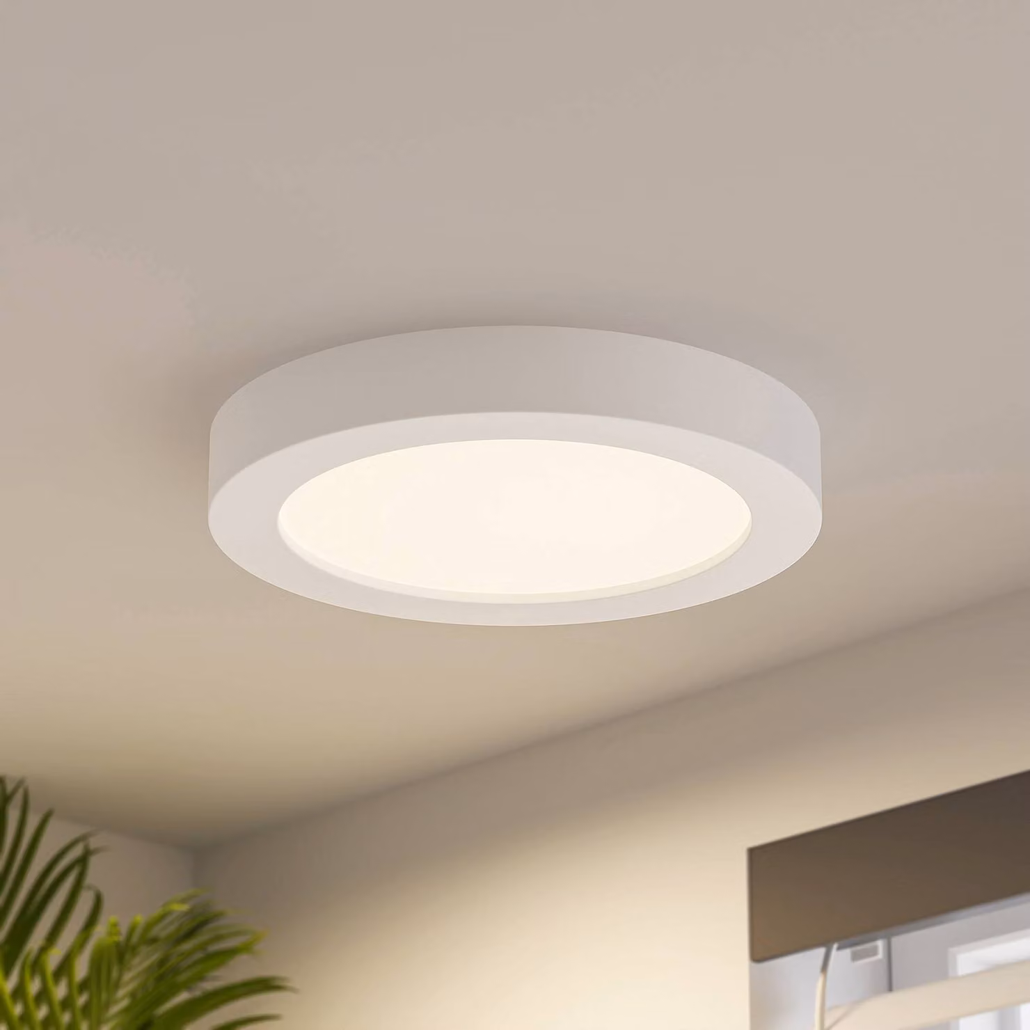 Plafoniera a LED Edwina PRIOS, dimmerabile, Bianco / Opale, Bagno, Alluminio, Moderno, Plafoniera LED