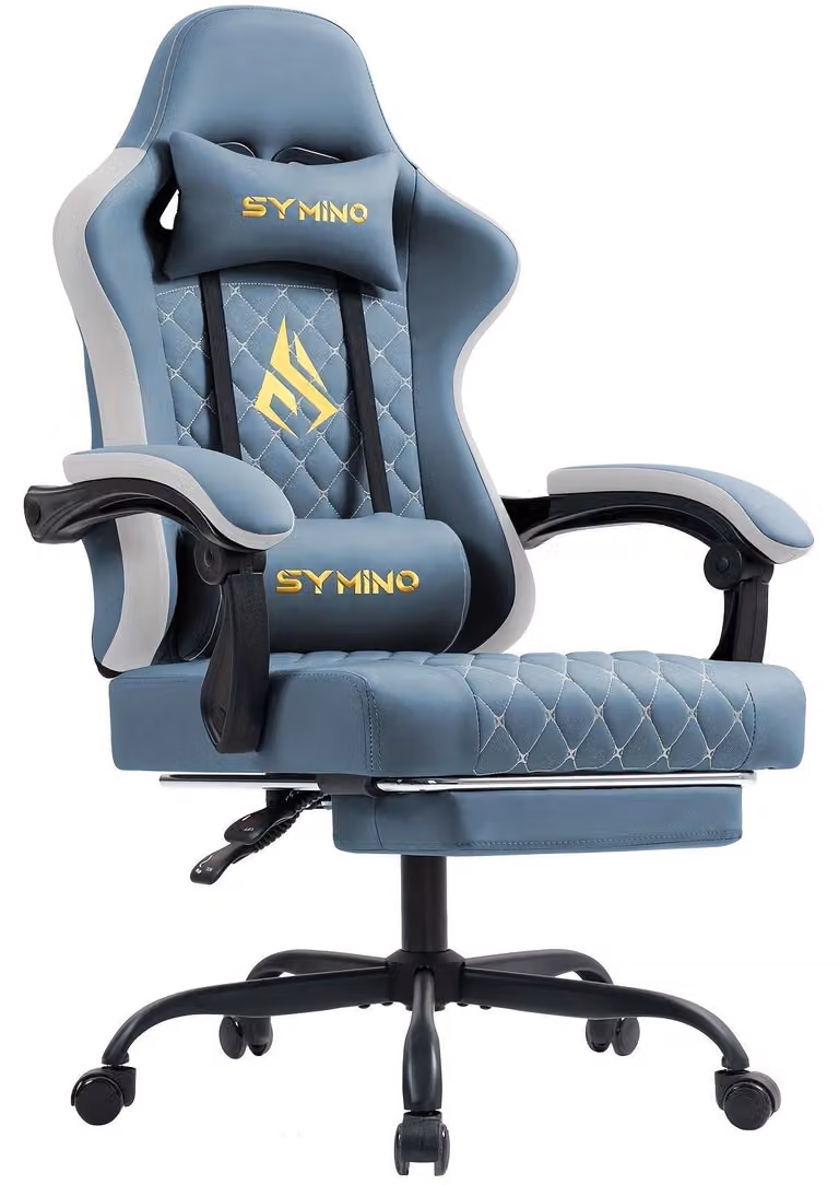 Sedia da gaming - Sedia per videogiochi - Sedia da ufficio - Sedia per PC - Sedia da lavoro - Design ergonomico - Poggiapiedi regolabile