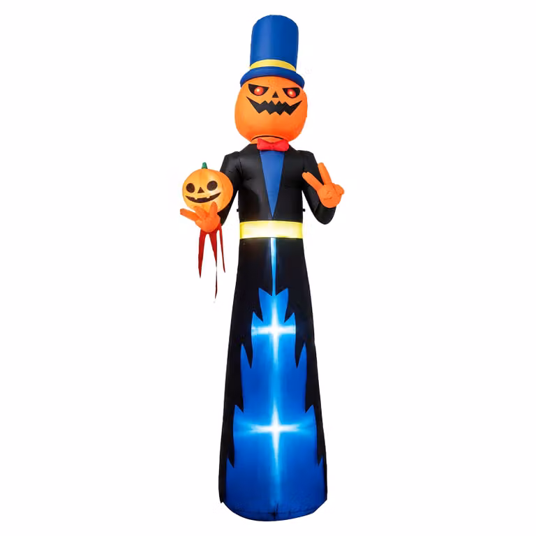 Costway Decorazione gonfiabile di halloween con testa a zucca decorazione per giardino e cortile, Pupazzo gonfiabile con 5 luci e ventilatore integrat 320 cm