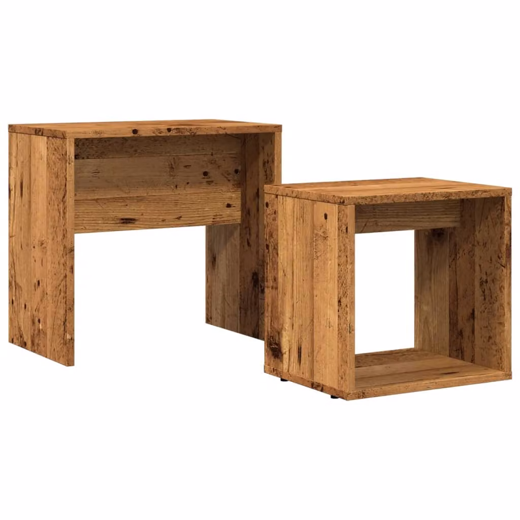 Tavolini Impilabili 2 pz Legno Antico in Truciolato