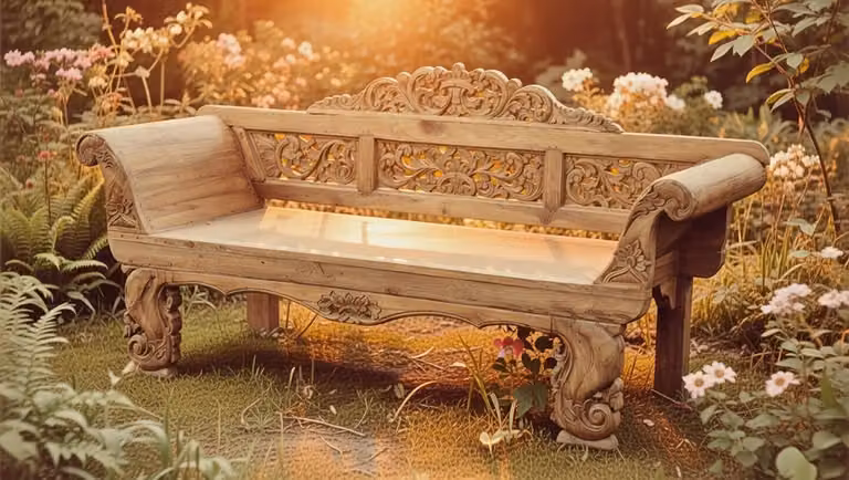 Elegante panca in legno dal design classico per il giardino o la terrazza