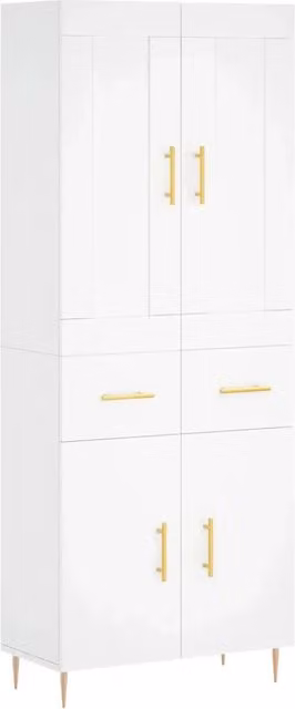 Credenza | Madia | Buffet da pranzo | Armadio da pranzo Bianca 69,5x34x180 cm in Legno Multistrato