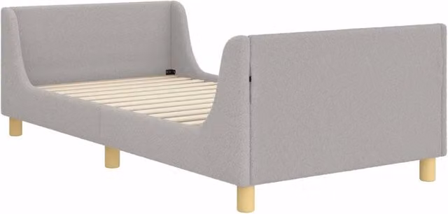 Letto per bambini moderno DESIGN IN in tessuto boucle grigio, L/P/H: 190 x 90 x 60 cm
