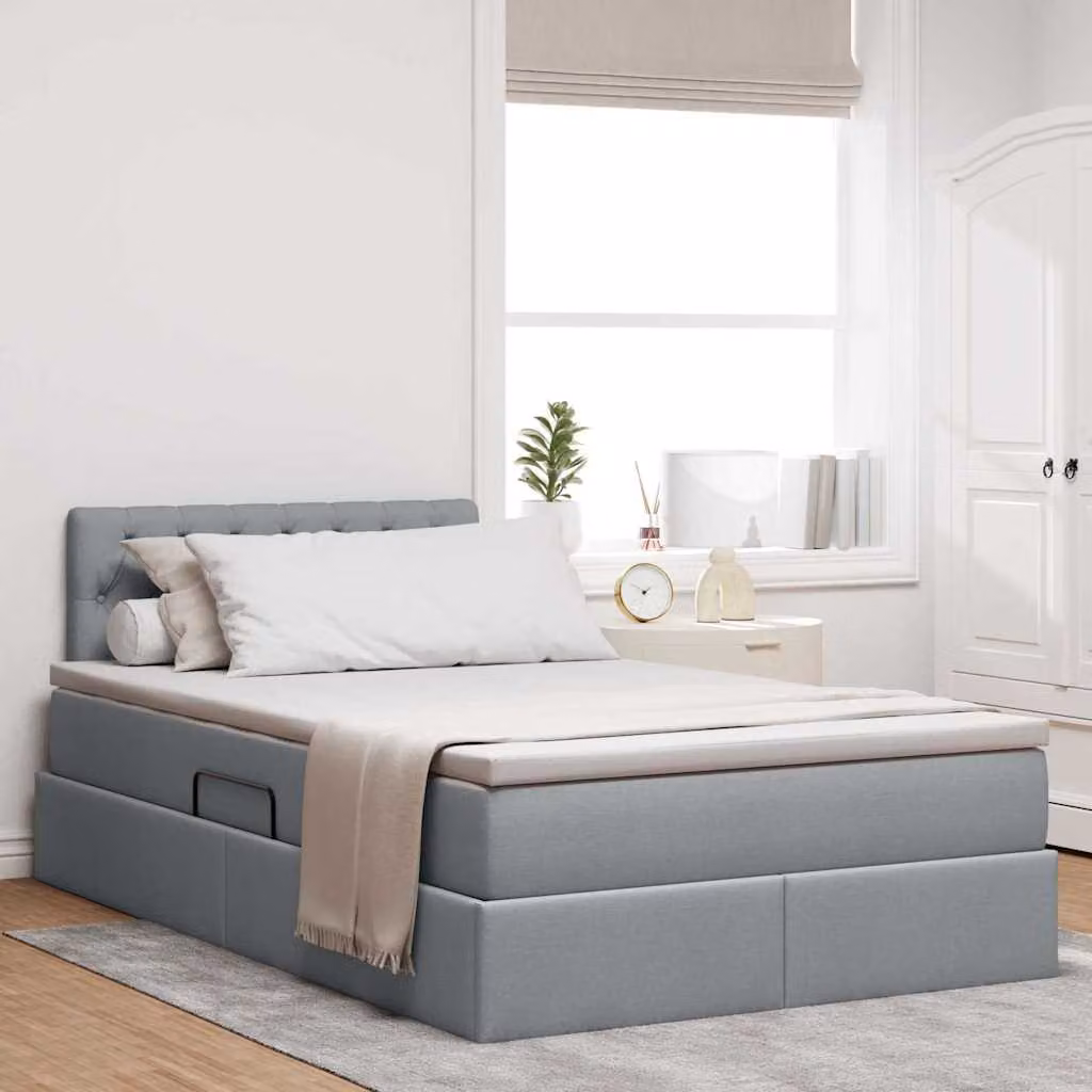 Letto con contenitore e illuminazione LED vidaXL, Grigio, L/P/H: 120 x 200 x 204 cm – 1