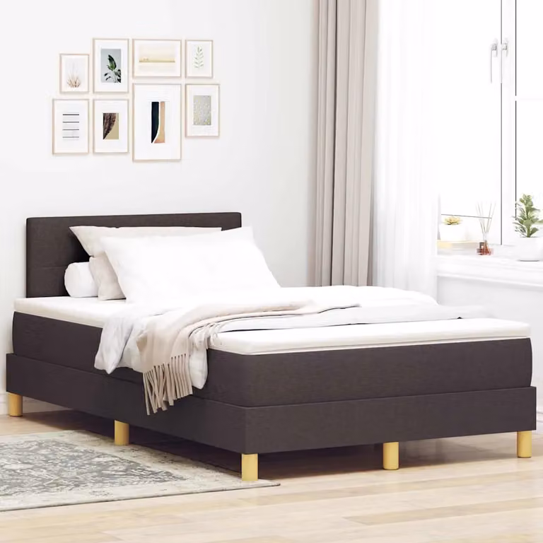 Letto Moderno vidaXL con Illuminazione LED e Porta USB, Tessuto Marrone, L 120 x P 200 cm