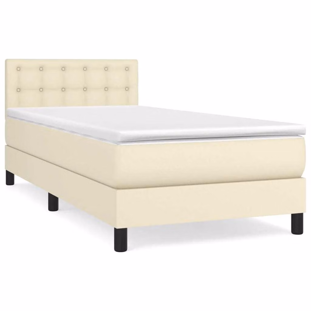 Giroletto a Molle con Materasso Crema 90x200 cm in Pelle finta