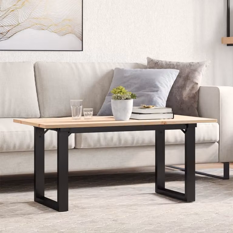 vidaXL Tavolino da Salotto Rettangolare in Legno di Pino e Metallo Marrone L: 90 cm, P: 40 cm, H: 45 cm
