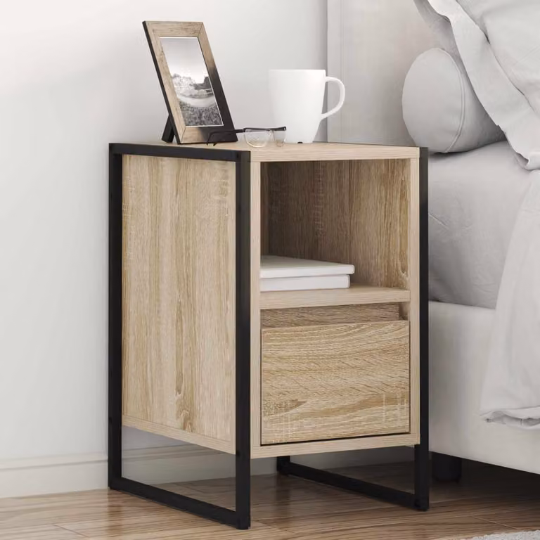 Comodino vidaXL in stile industrial color marrone con finitura opaca, L: 39,5 cm, P: 30 cm, H: 50 cm