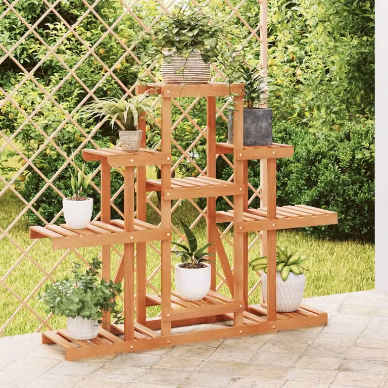 vidaXL Portafiori in Legno di Abete Marrone, L/P/H: 110 x 25 x 96 cm