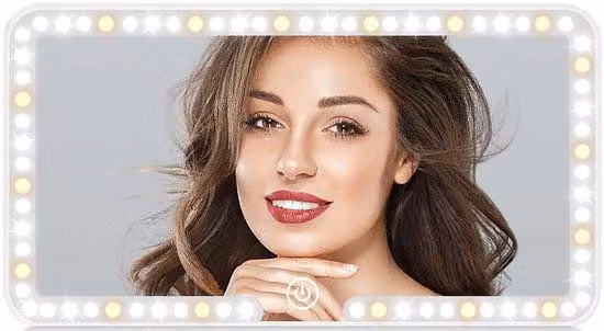 Specchio cosmetico da auto con luce LED, USB, bianco, resistente ai graffi