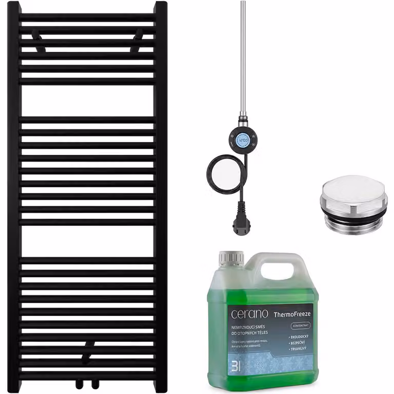 Kit radiatore elettrico da bagno Lincoln - Wi-Fi - 300W - nero opaco - 1200x500 mm
