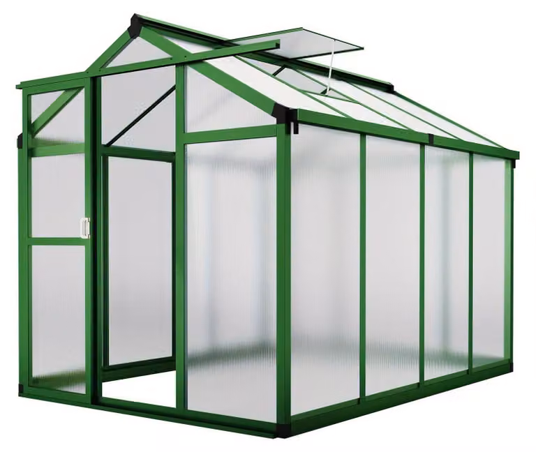 Kas: serra. Kweekkas: serra per la coltivazione. Tuinkas: serra da giardino. Plantenkas: serra per le piante. Broeikas: serra. Groot Aluminium Frame: struttura in alluminio di grandi dimensioni. Weerbestendig Polycarbonaat: policarbonato resistente agli a