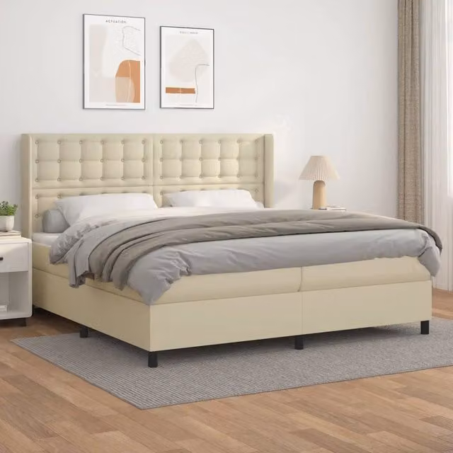 Giroletto a Molle con Materasso Crema 200x200 cm in Similpelle 3132521
