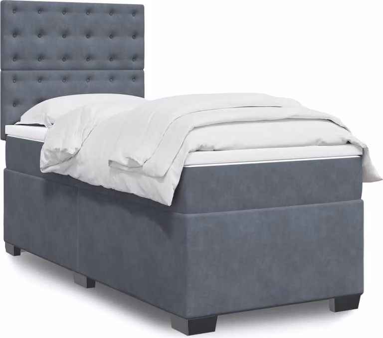 Maison Exclusive - Giroletto a Molle con Materasso Grigio Scuro 100x200 cm Velluto