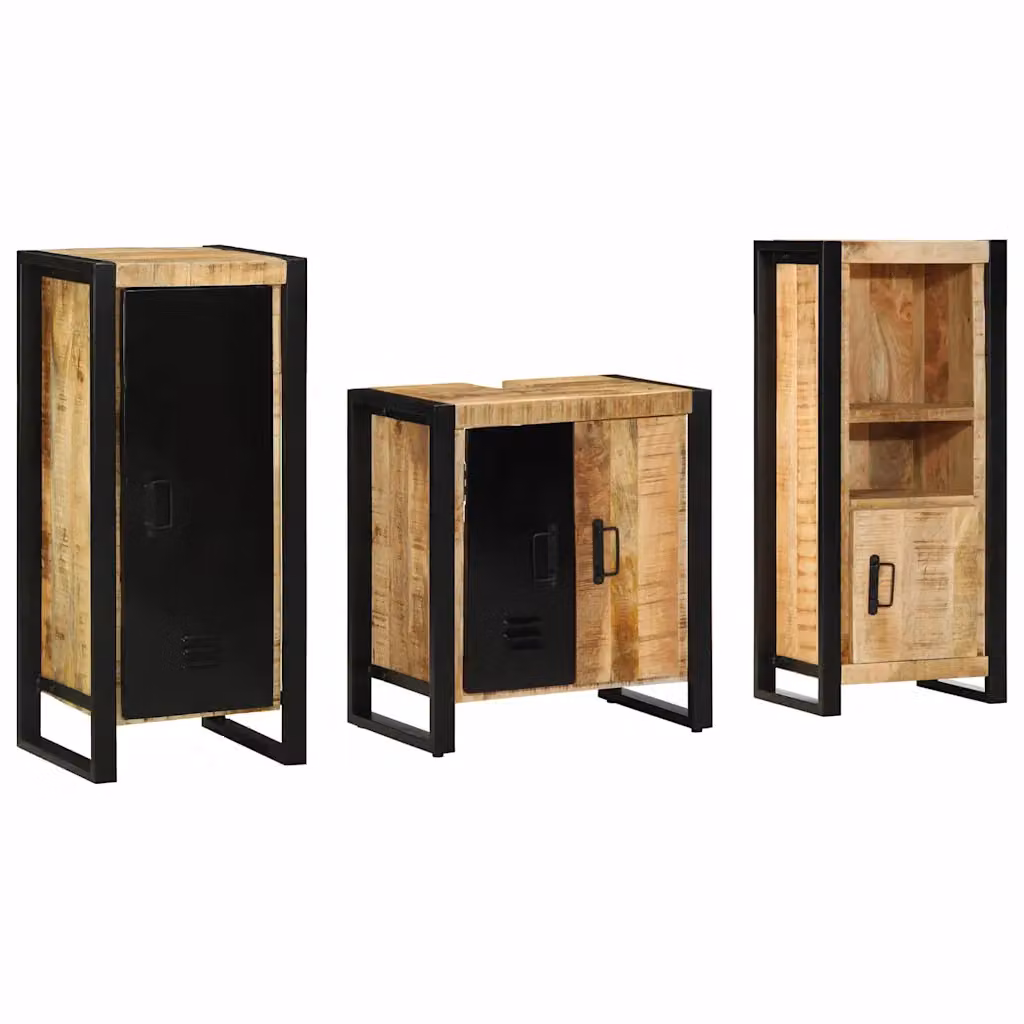 vidaXL Set di mobili per il bagno 3 pz Marrone e Nero