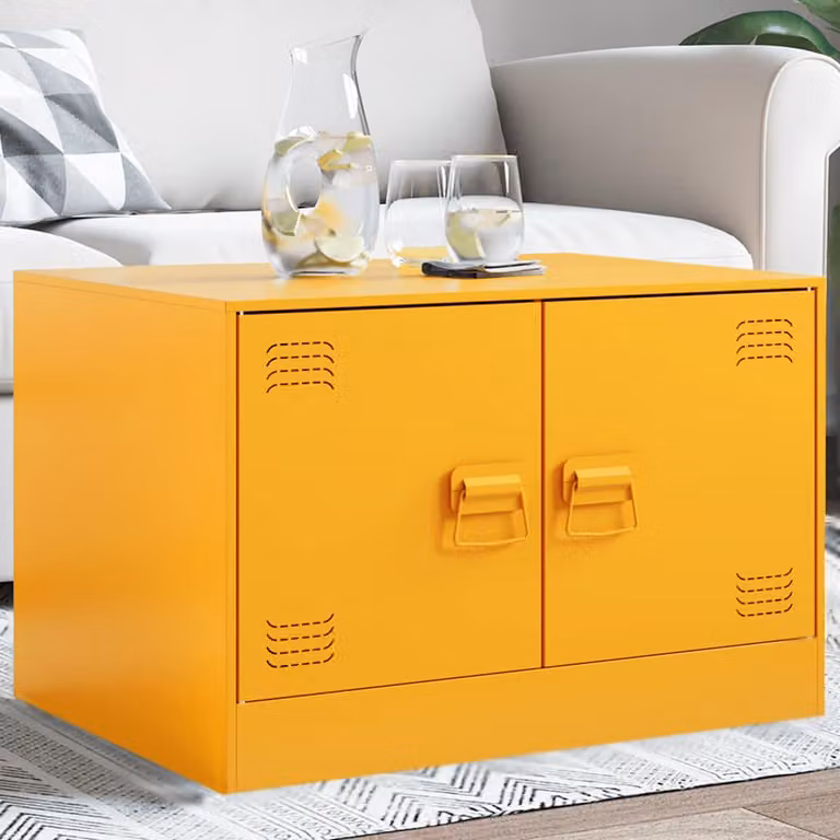vidaXL Tavolino da Salotto Moderno in Metallo Giallo L 67 cm x P 50 cm x H 44 cm