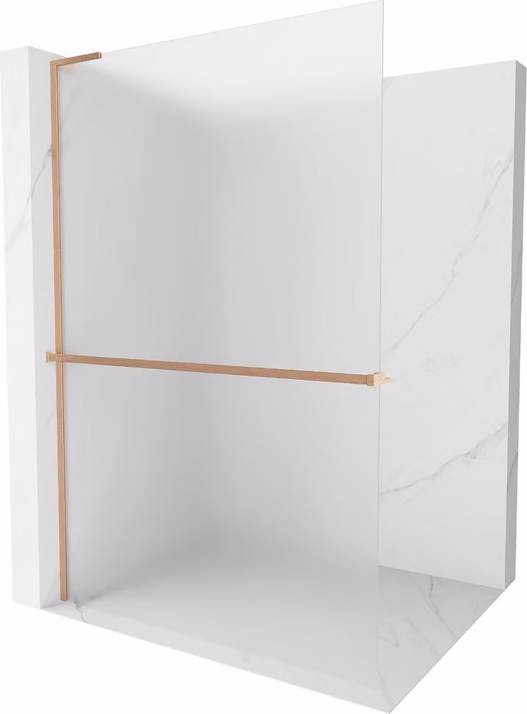 Mexen Kioto+ L parete doccia con mensola Walk-in 90 x 200 cm, smerigliato, rame satinato - 800-090-123-65-30