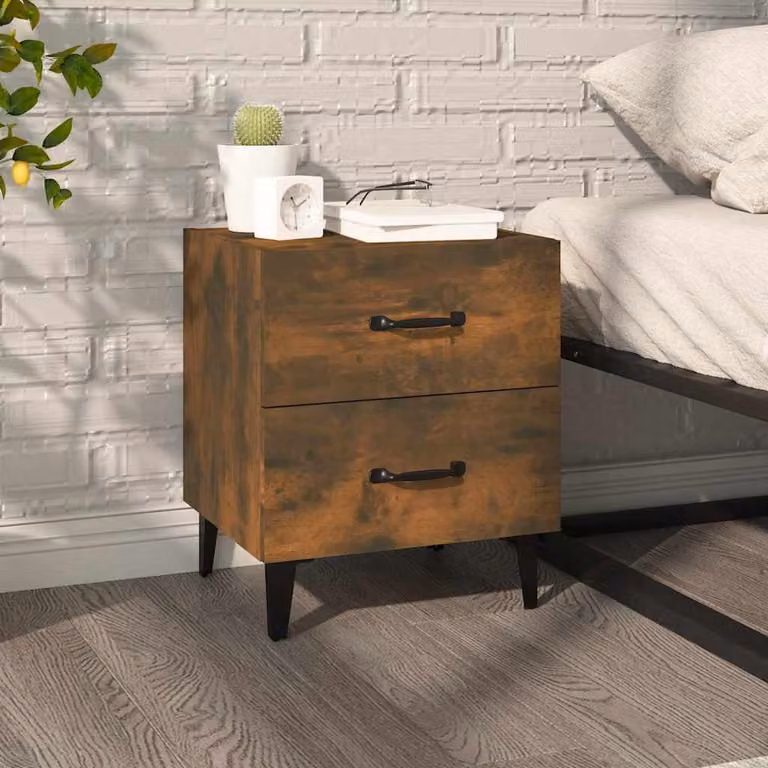 Comodino vidaXL in Rovere Fumo con finitura opaca, stile industriale, L 40 cm x P 35 cm x H 47,5 cm