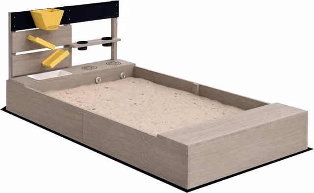 Sabbiera da giardino per bambini in legno massello con stazione acqua e 2 fioriere robusta grigio 154 x 80 x 60cm