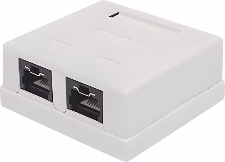 Intellinet 771467 Intellinet Abschließbare Cat6-Aufputzdose 2 Ports UTP. weiß