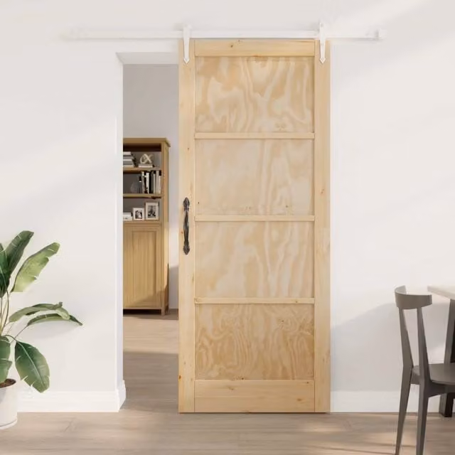Porta scorrevole moderna vidaXL in legno di pino bianco e beige, L: 183 cm, H: 211 cm