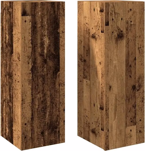 Set di 2 Mobili TV Moderni in Legno Multistrato Marrone, Design DESIGN IN, da Appendere alla Parete, L/P/H: 30,5 x 30 x 90 cm – 1