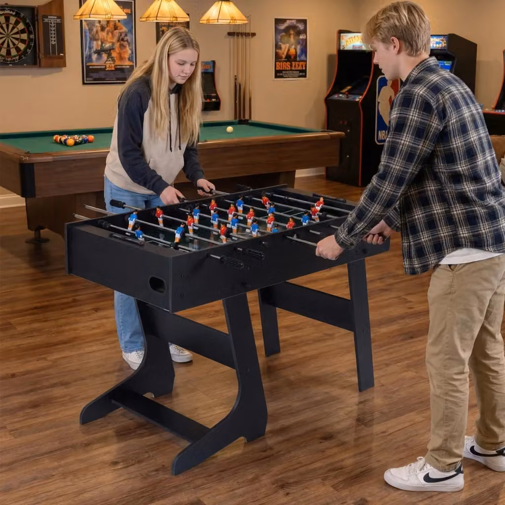Biliardino Professionale Bkcalcio in Legno Pieghevole Nero con 22 Giocatori e 8 Aste – 2
