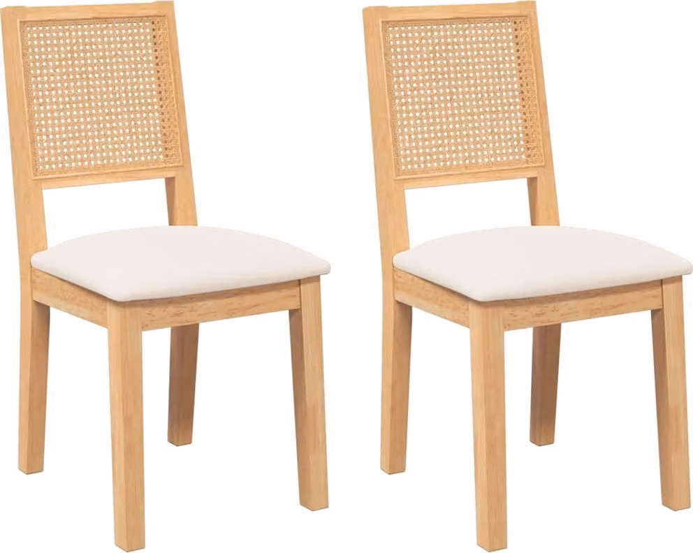 Sedie da Pranzo con Cuscini 2 pz in Legno Massello di Hevea