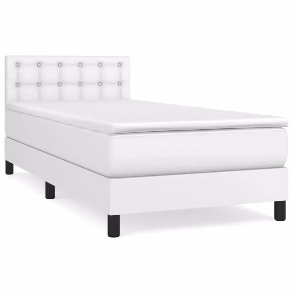 Letto a molle con materasso bianco vidaXL in similpelle L: 100 cm, P: 200 cm, H: 203 cm – 2