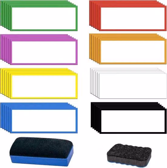 Bande magnetiche, scrivibili, riutilizzabili, 50 pezzi, per la scuola e l'ufficio