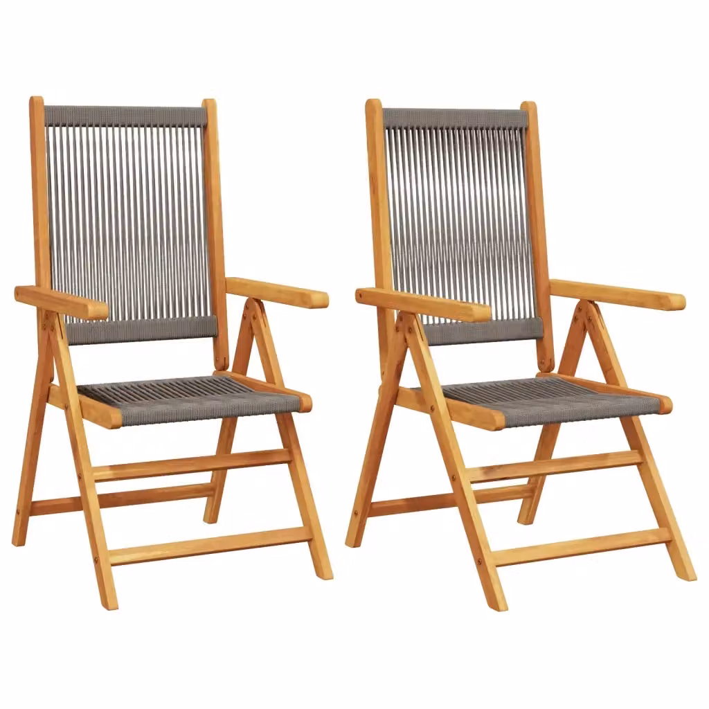 Set di 2 sedie pieghevoli vidaXL in legno di acacia e polipropilene grigie con braccioli per giardino e terrazzo – 2