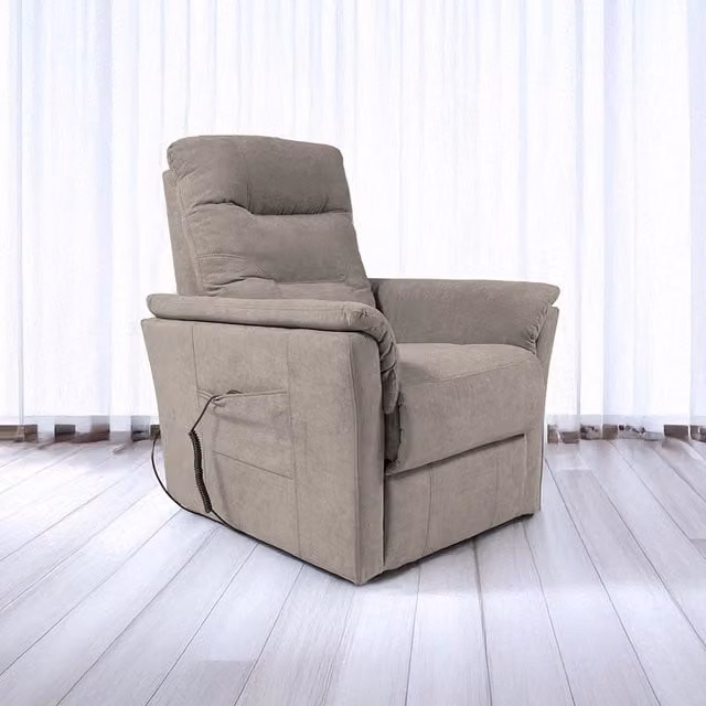 Poltrona alza persona Alessia Lux con 2 motori e roller bar in tessuto Aragon 20 colore tortora/beige