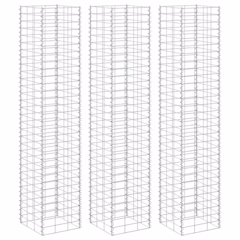 vidaXL Fioriere Rialzate a Gabbione 3 pz 30x30x200 cm in Ferro