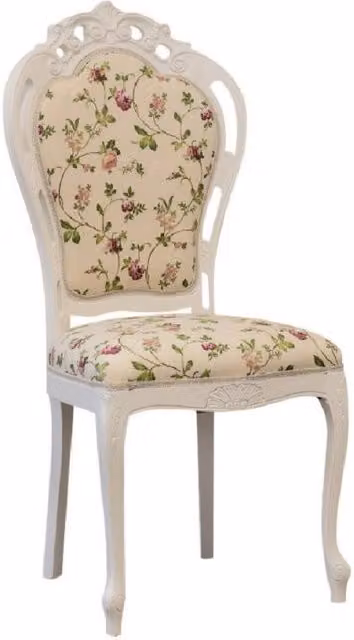 Sedia shabby chic in legno di faggio con imbottitura in raso floreale multicolore Mobili 2G L: 56 cm, P: 50 cm, H: 110 cm