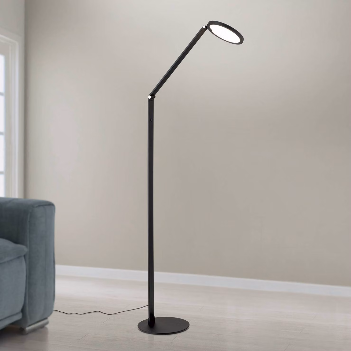 ORION Lampada da terra a LED Fati, dimmerabile, Nero, Soggiorno / Sala da pranzo, Alluminio, Moderno, Lampada LED da terra