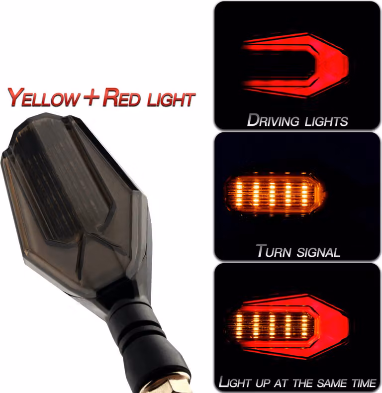 1 coppia moto luce doppio colore torre diurna segnale di svolta giallo + luce rossa