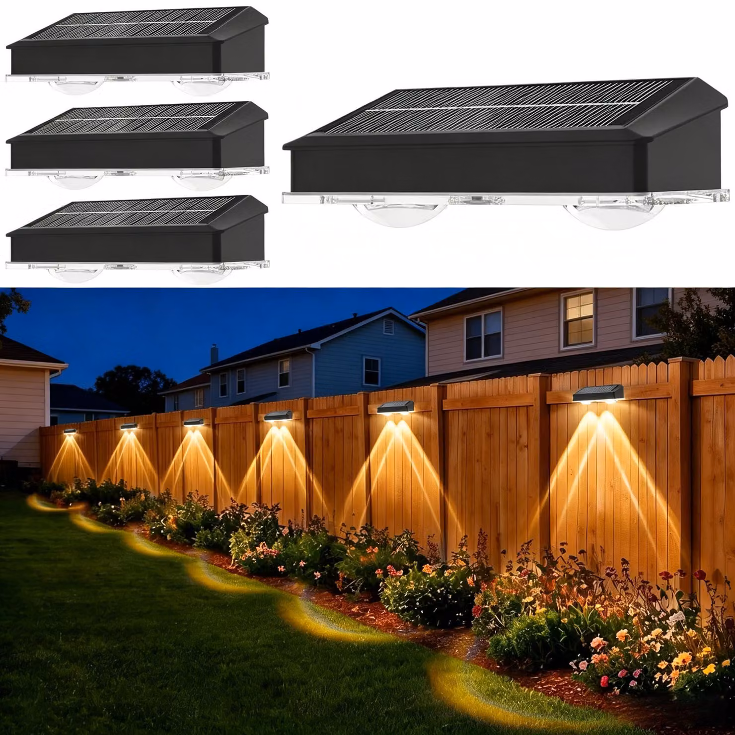 Set di 4 lampade solari da giardino, luce bianco caldo, impermeabili, grado di protezione IP65, con tecnologia LED