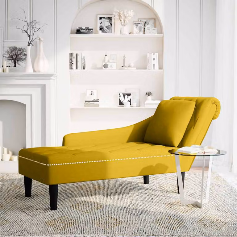 vidaXL Sdraio con Cuscino e Bracciolo Destro in Velluto Giallo