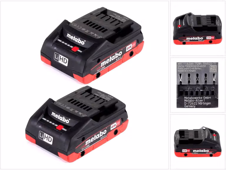 Metabo Set 18V - 2x Batterie LiHD da 4,0 Ah ( 625367000 )