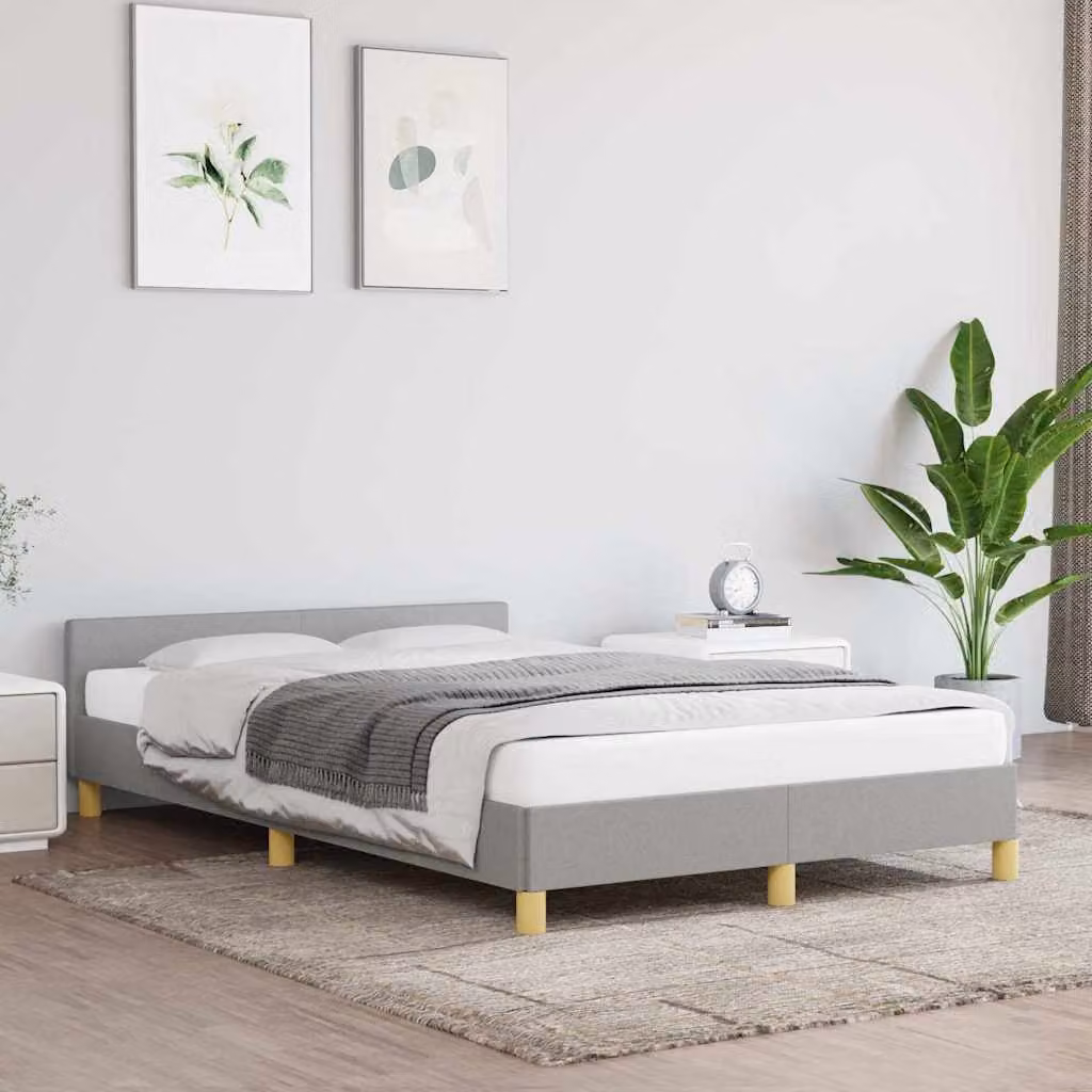 vidaXL Giroletto senza Materasso Grigio Chiaro con Struttura Imbottita e Doghe in Legno L/P: 120 x 200 cm