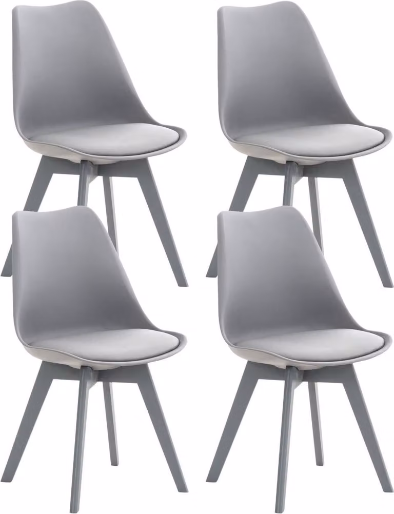 set di 4 sedie da pranzo - sedie da cucina - comode e facili da pulire | Colore: grigio/grigio | Materiale: plastica