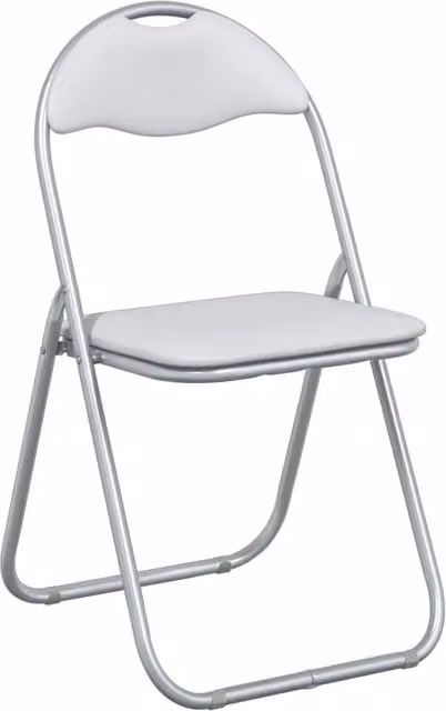 Set di 8 sedie pieghevoli da cucina impilabili in ecopelle bianco e grigio, L/P/H: 48 x 43,5 x 81 cm