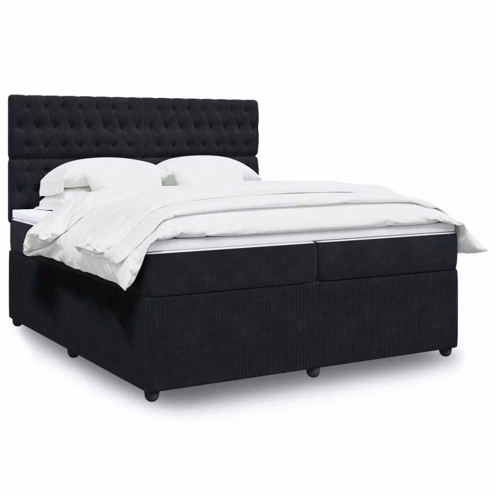 Maison Exclusive - Giroletto a Molle con Materasso Nero 200x200 cm in Velluto