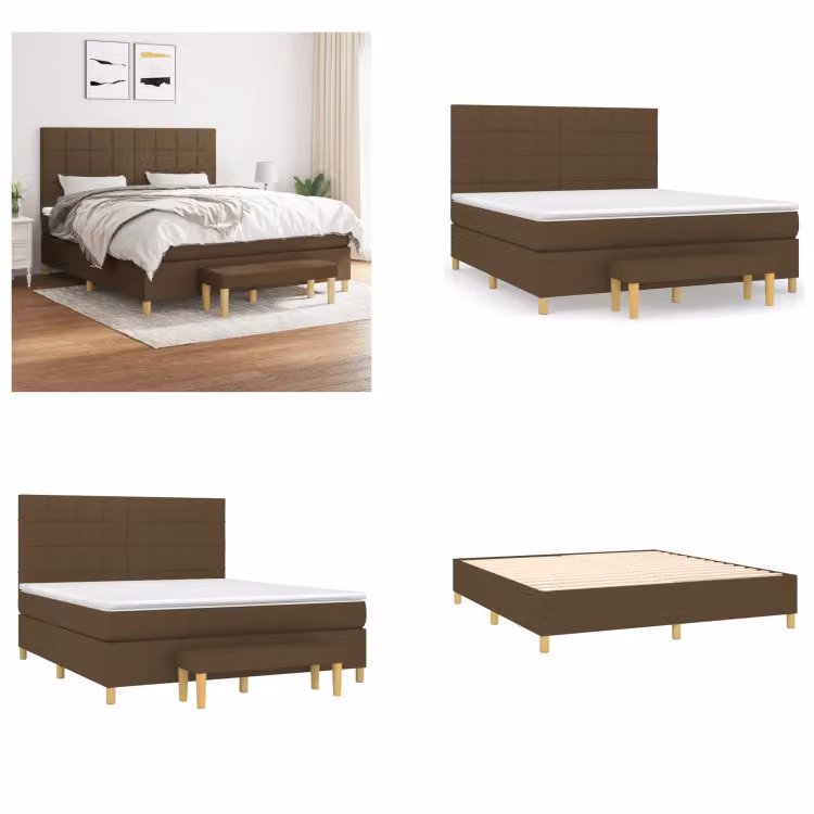 vidaXL Letto a molle con materasso in tessuto marrone scuro 180x200 cm - Letto a molle - Boxspringbetten - Bett - Schlafzimmermöbel