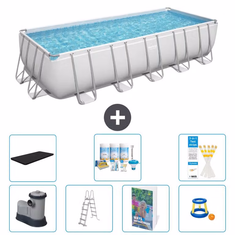 Bestway Power Steel, piscina rettangolare - 640x274x132 cm - composta da 6 parti, modello S548