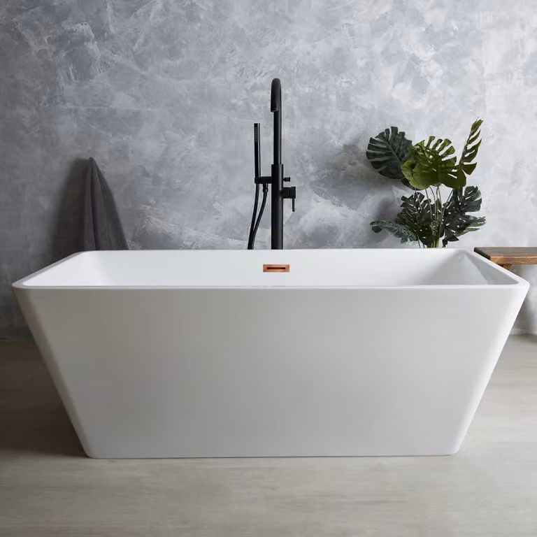 Vasca da Bagno Centro Stanza Quadrata Moderna - 1615mm x 720mm - Troppopieno Vasca Cromato