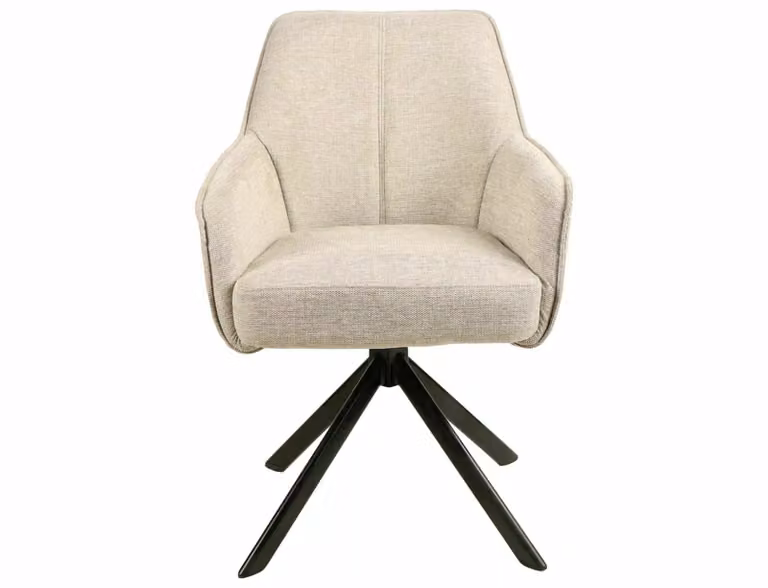 Sedia da pranzo girevole ZARIA - nero / beige