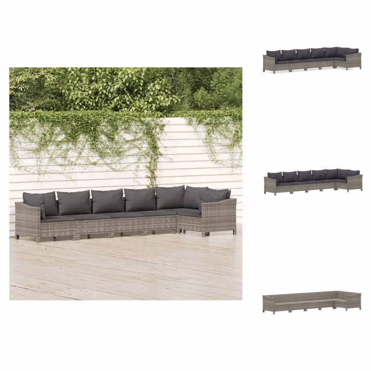 vidaXL set da salotto da giardino 6 pezzi con cuscini in poly rattan grigio - Set di mobili da giardino