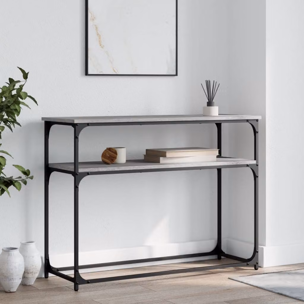vidaXL Tavolino Consolle Grigio Sonoma in Legno Multistrato, L 100 cm x P 35,5 cm x H 75 cm
