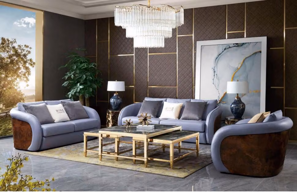Luxus Wohnzimmer Möbel Sofagarnitur Ledersofa Couch Polster Set Design Garnitur